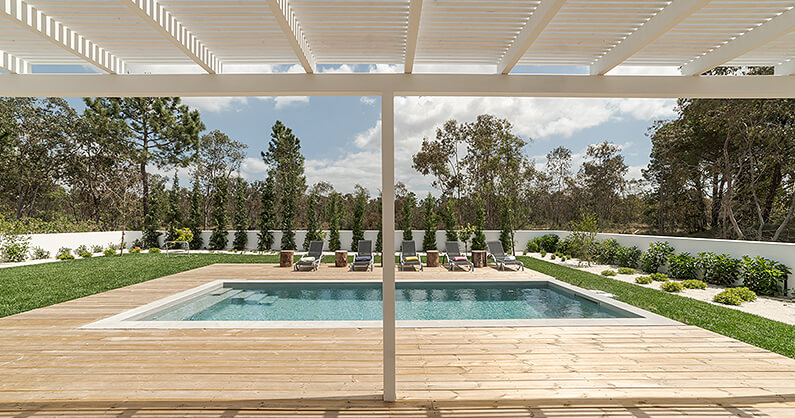 Pool deck surrounding pool